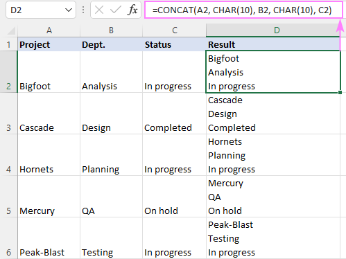 Concatenating strings with line break