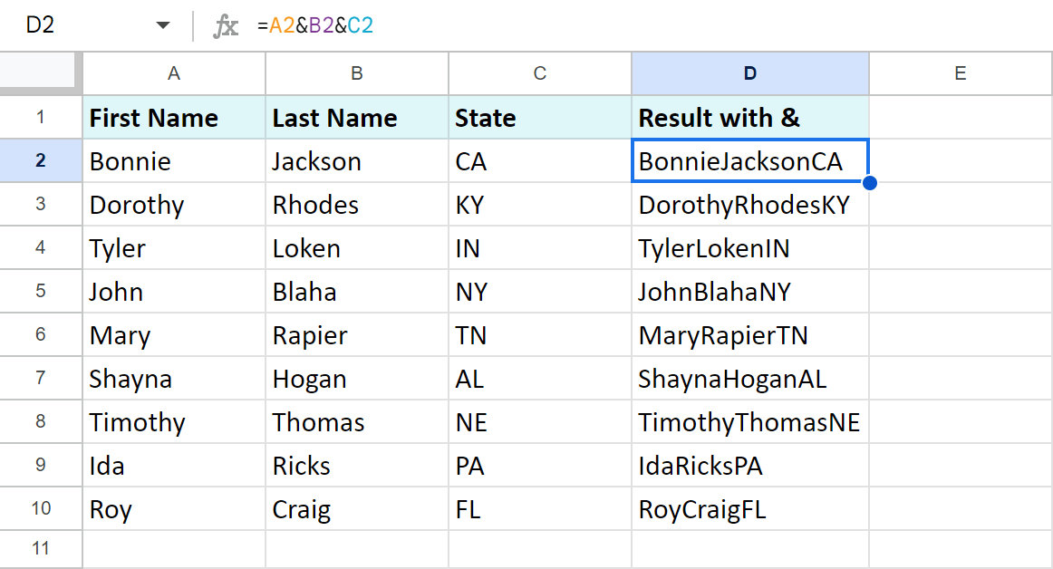 Combine multiple records with the ampersand.