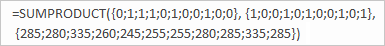 An intermediate result of the SUMPRODUCT formula for conditional sum