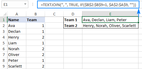 Conditional TEXTJOIN in Excel