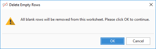 Confirm that you want to remove empty rows.
