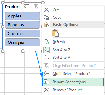 Connecting a slicer to multiple pivot tables