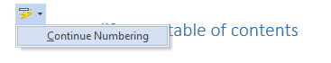 Click Continue numbering to make the numbers increase