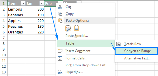 Converting a table to a range