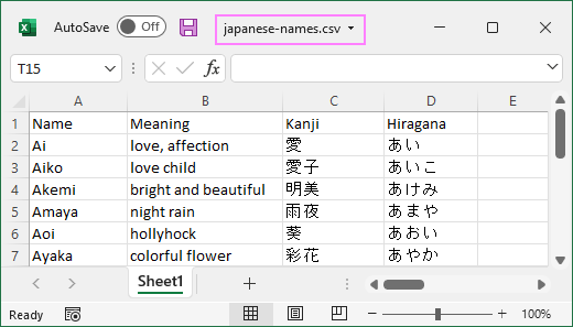 Excel sheet converted to CSV UTF-8