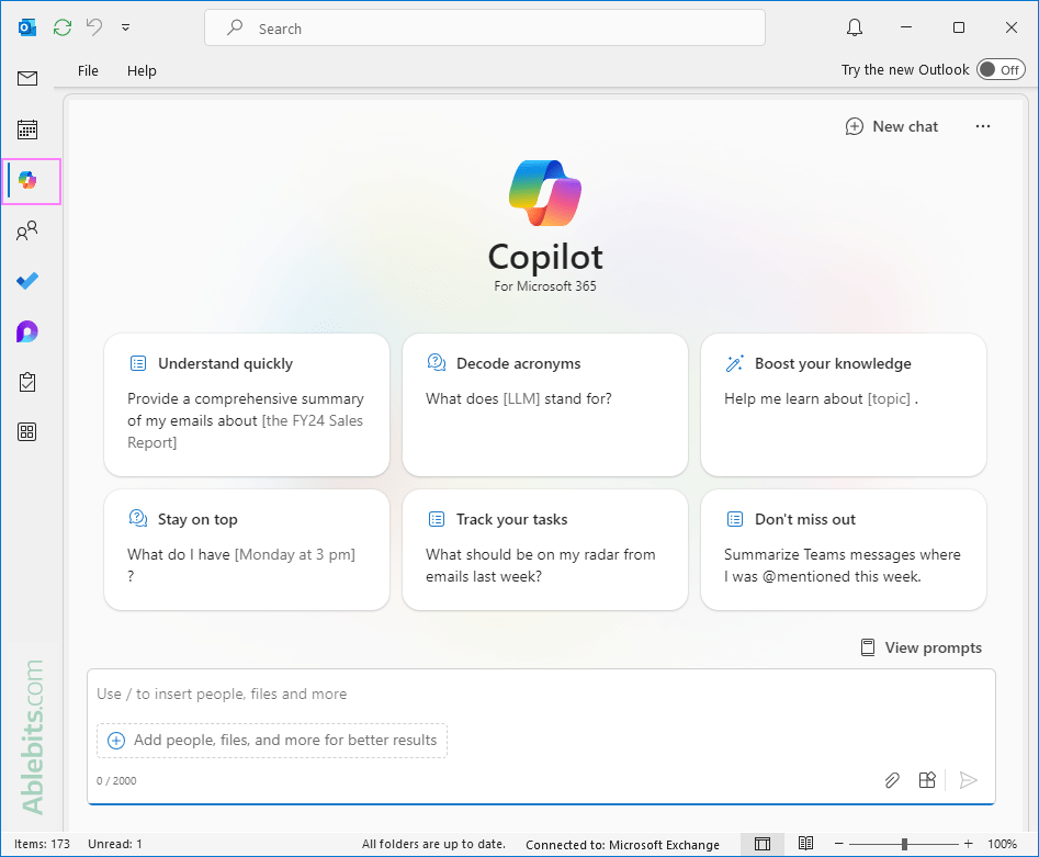Microsoft 365 Copilot Chat experience in classic Outlook