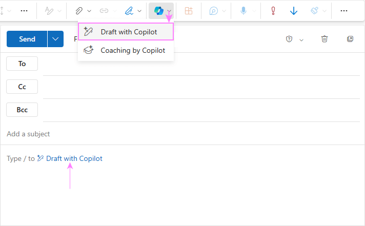 Draft Outlook emails with Copilot.