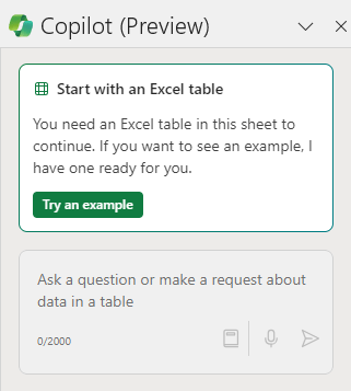 Start with Copilot's sample table.