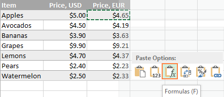 Copying a formula but not formatting