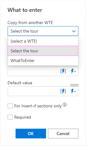 Copy settings from another WhatToEnter macro.