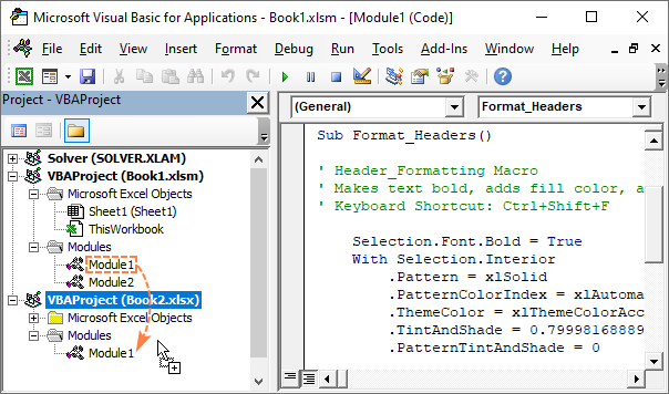 Copying a macro to another workbook