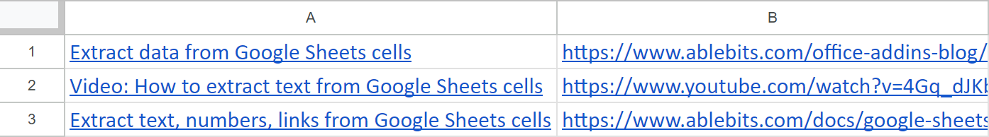 Extract URLs from Google Sheets cells one by one.