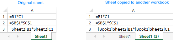 Formulas copied to another Excel file