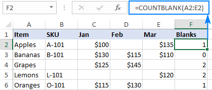 Formula to count bank cells in Excel