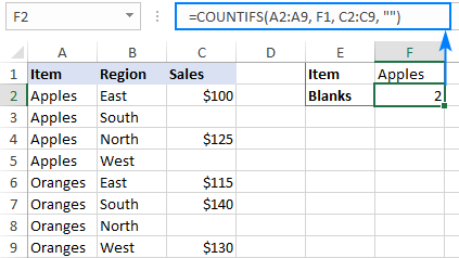 Counting blank cells with condition in Excel