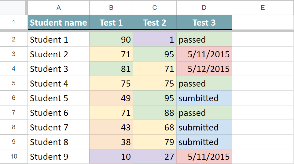 Count colored cells with different types of values.