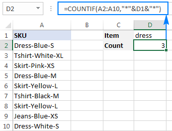 Count cells that contain a specific substring (partial match)