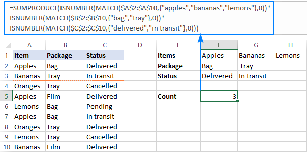 Count cells with multiple sets of OR conditions.