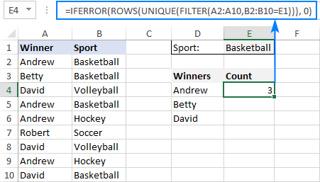 Counting unique values with criteria