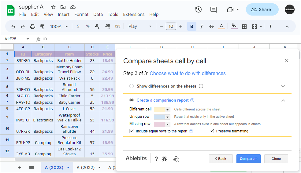 Have the add-on create a full report with all differences.