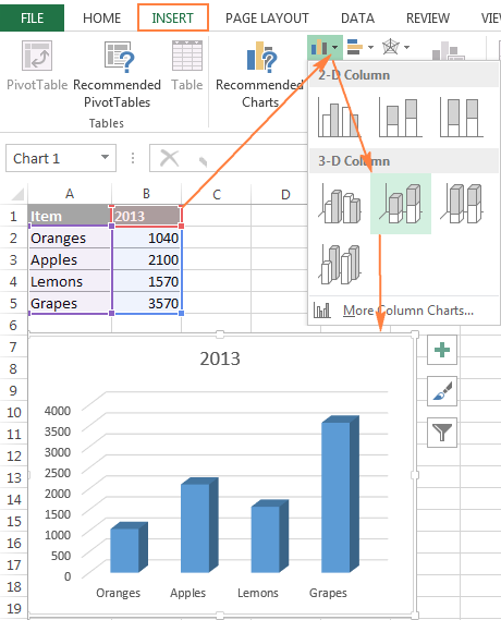 Creating a chart based on the first sheet