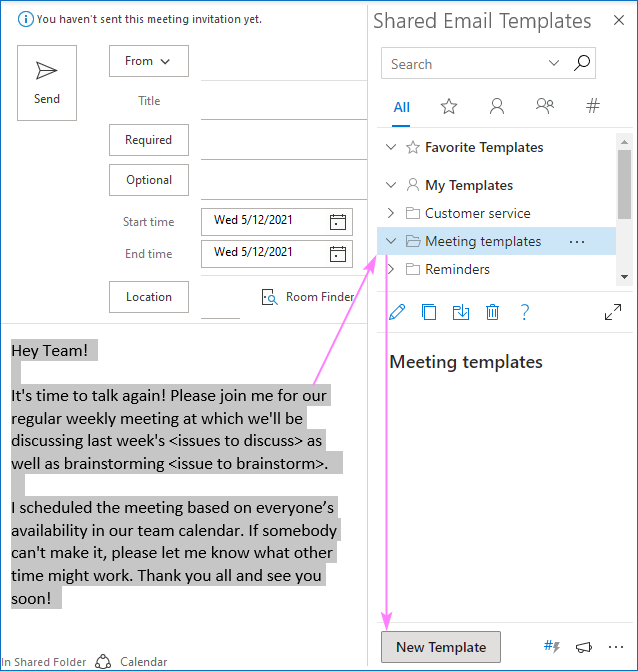 Creating a meeting template in Outlook