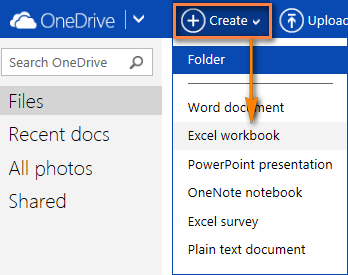 Creating a workbook in Excel Online