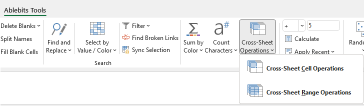 Click on the Cross-Sheet Cell Operations icon.