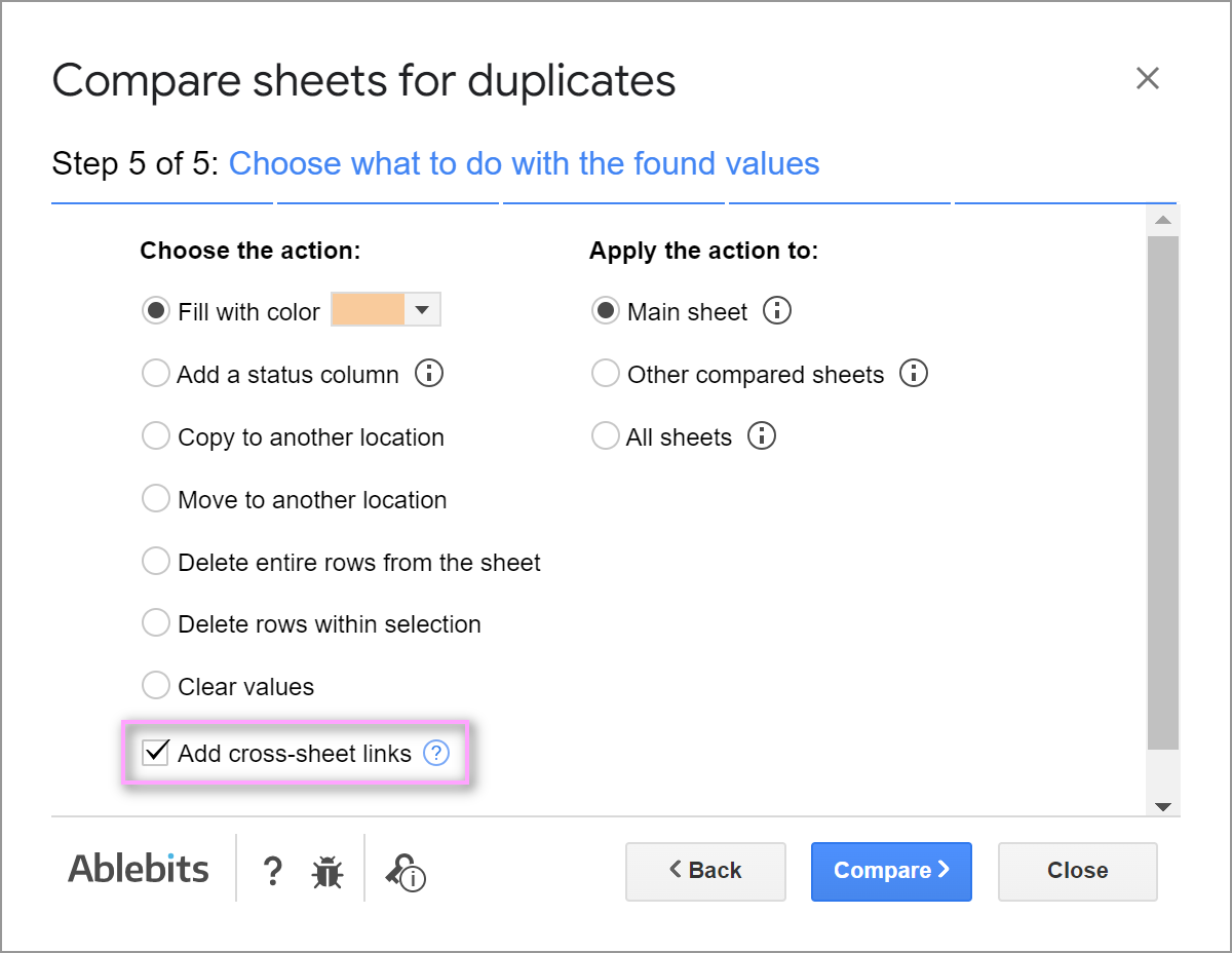 Add cross-sheet links.