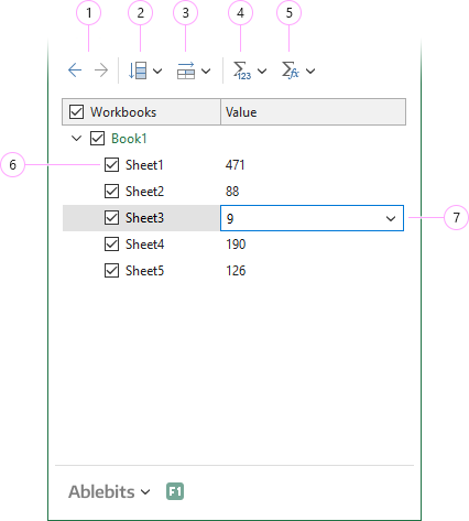 The Cross-Sheet Cell Operations pane.