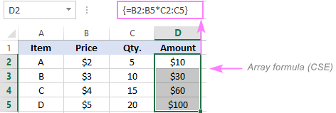 Traditional array formula (CSE formula)