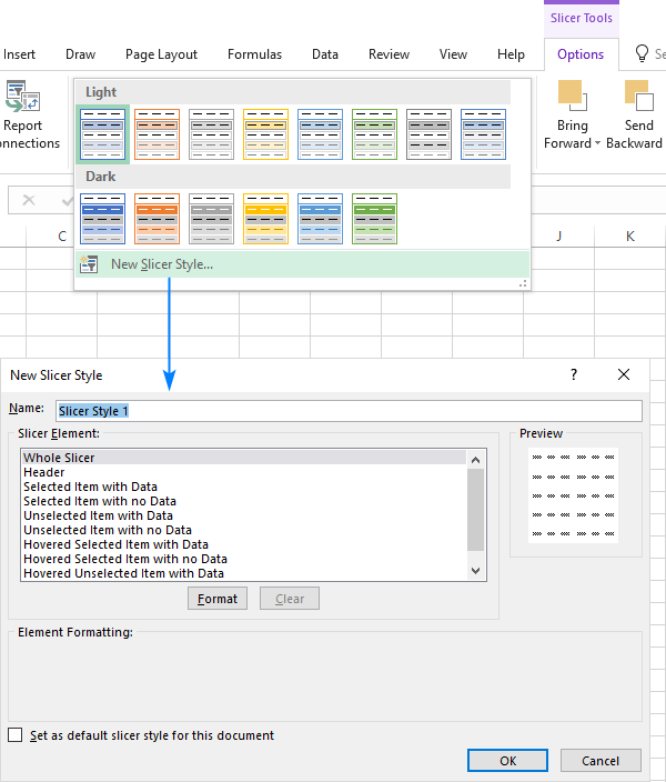 Creating a custom slicer style in Excel