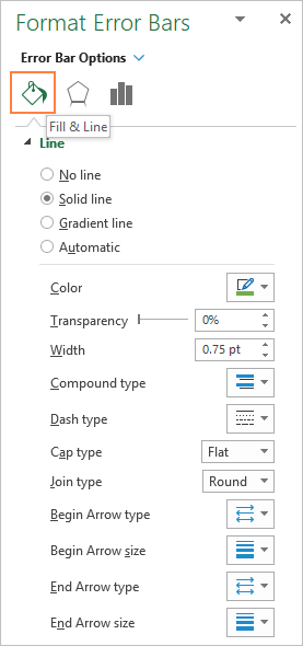 Customizing error bars in Excel