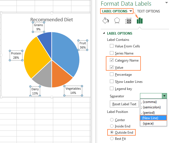 Data labels options