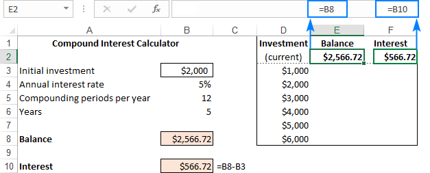 Making a data table to evaluate multiple formulas