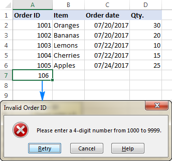 Data Validation in Excel