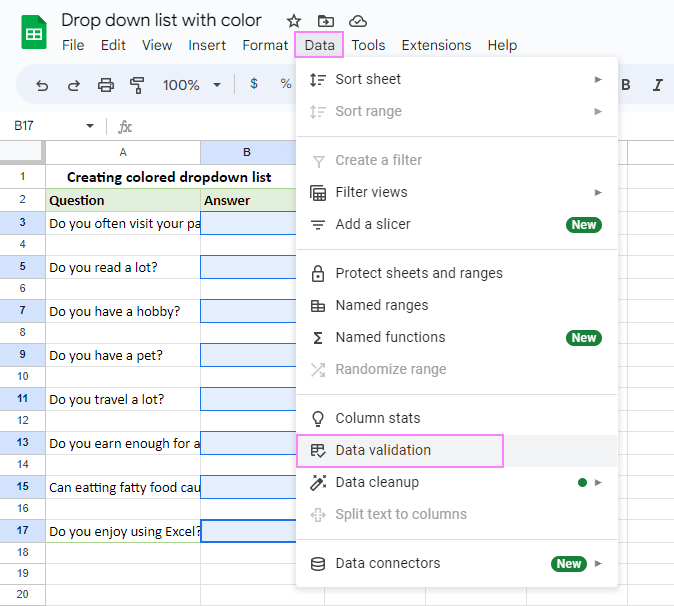 Use data validation in Google Sheets.