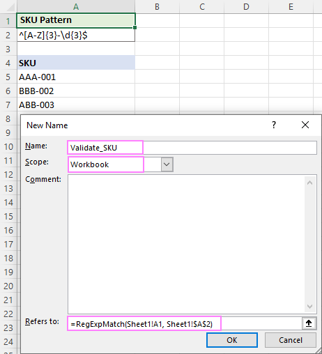 Defining a name for a RegExpMatch formula