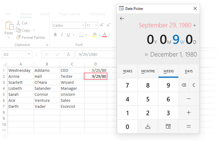 Calculate dates directly in the calendar.