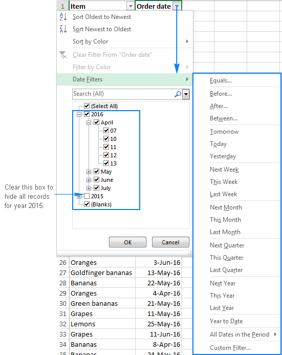 Date Filters in Excel