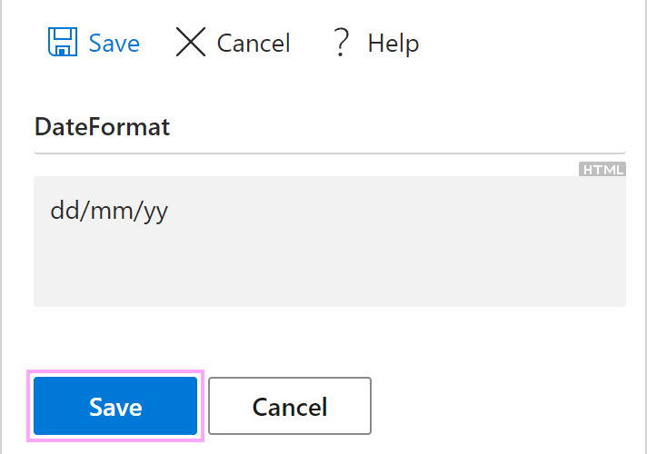 Create the DateFormat property.