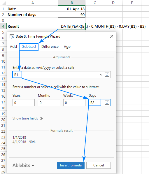 Calculating N days before a certain date