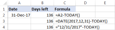 Get the number of days before a future date