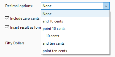 Pick decimal options.