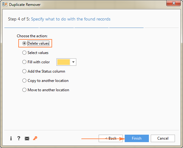 Choose to delete duplicate values.