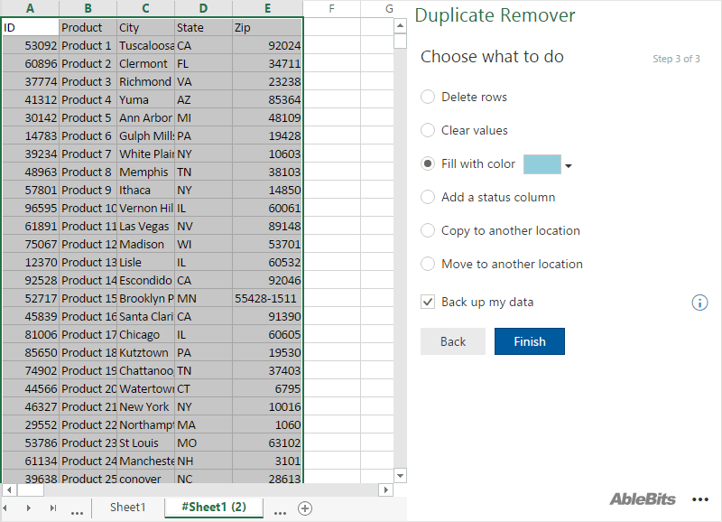 Choose what to do with the found entries.