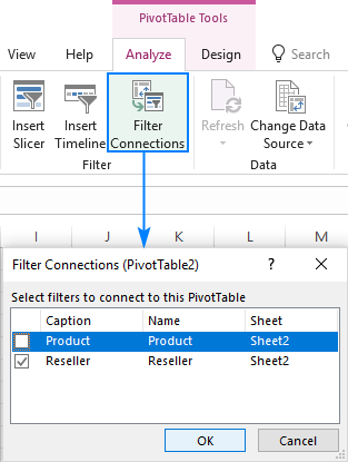 Disconnecting a slicer from a pivot table in Excel