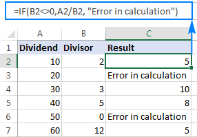 IF formula to replace the DIV/0 error with a custom message