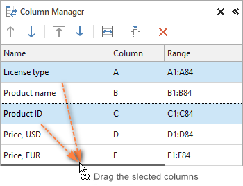 Dragging non-adjacent columns