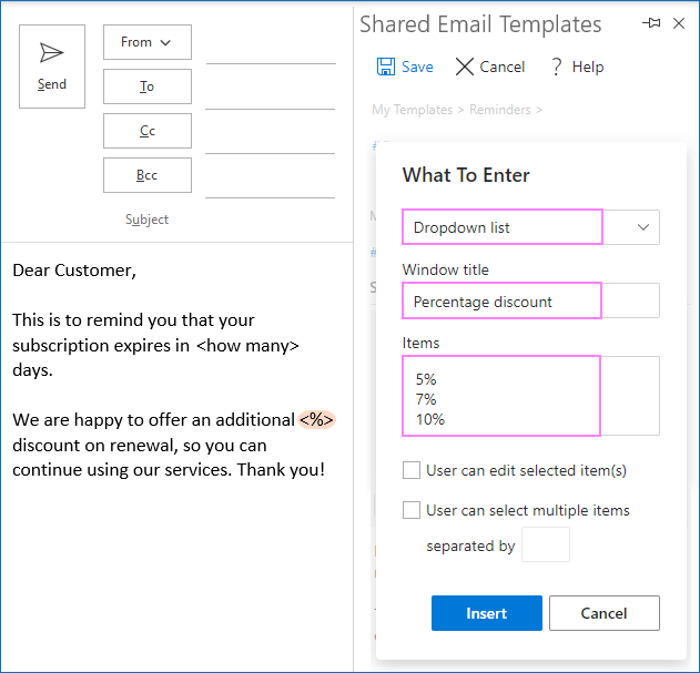 Configuring a second dropdown list